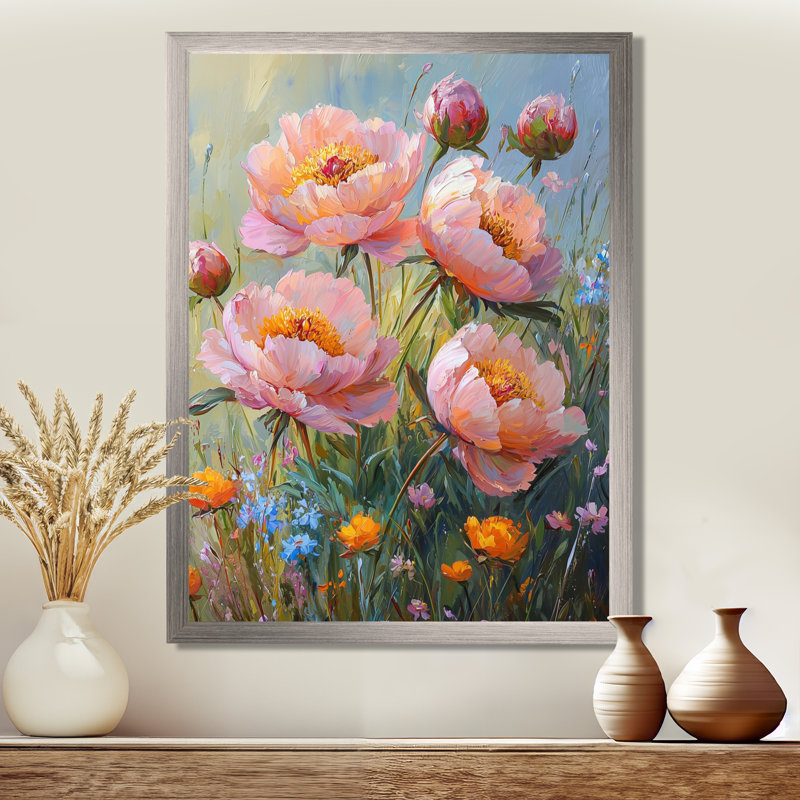 John - art mural sur toile à motif floral, H 20 po x l 12 po, Reproduction encadrée d'une seule photo, Argent argent