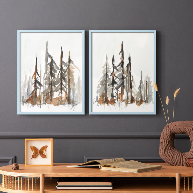 «Rustic Evergreen I», reproduction encadrée de qualité supérieure - prête à être accrochée - aucun clou requis - aucun clou requis