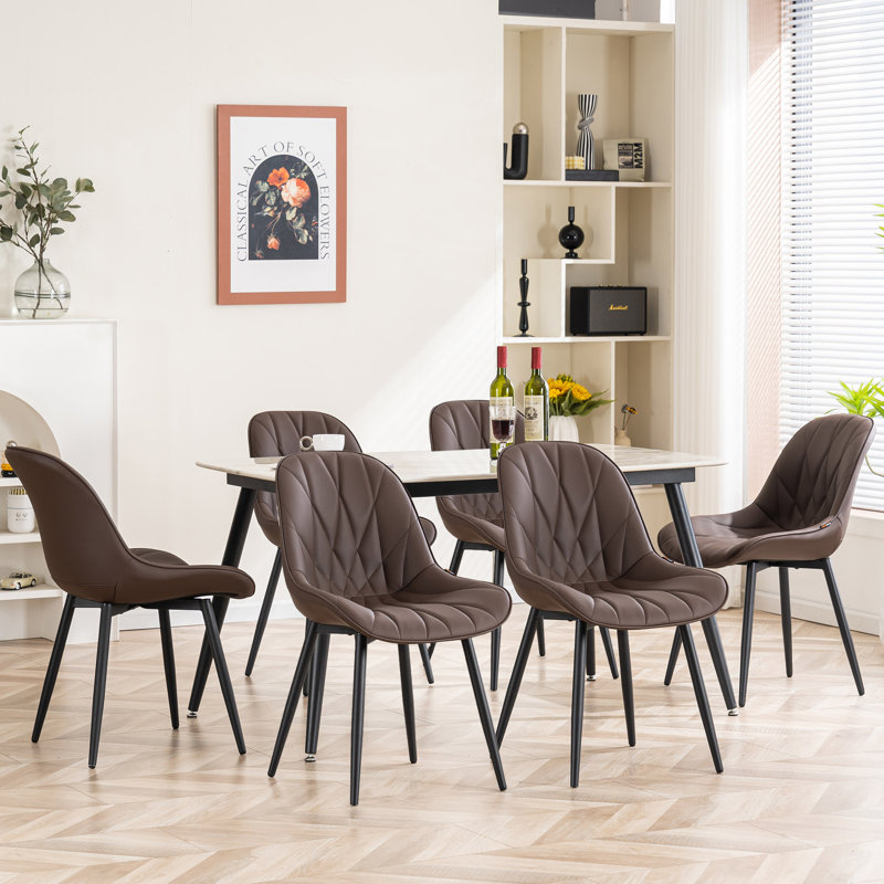 Chaise d'appoint rembourrée en similicuir Chardee, Brun