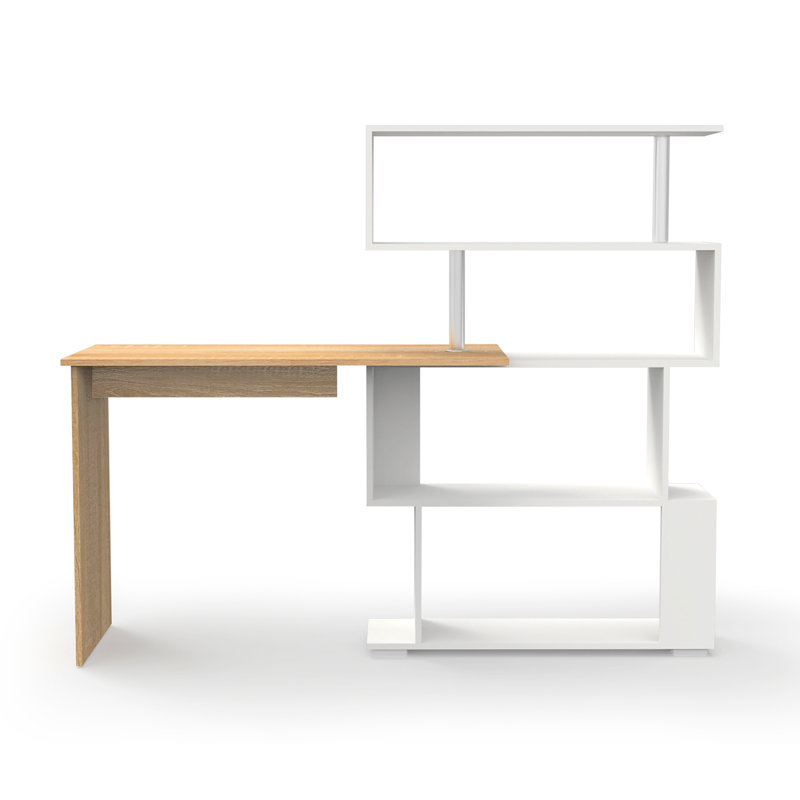 Milroy L-Shaped Writing Desk, White/Oak