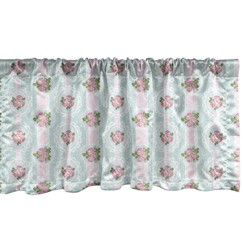 Ensemble de 2 cantonnières à motif floral rose et bleu pâle Ambesonne, L 42 po x L 18 po