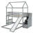 Adorable Twin Over Full House Bunk Bed With An Entertaining Slide And Convenient Stairs-702698005