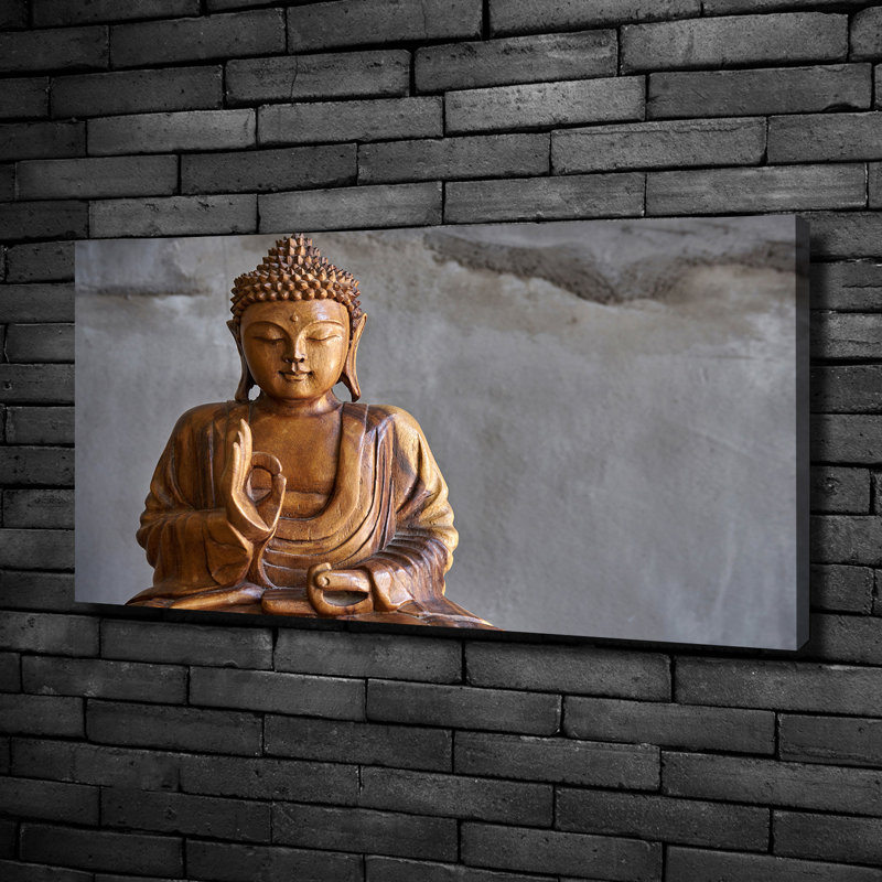 Wooden Buddha - No Frame Print on Canvas