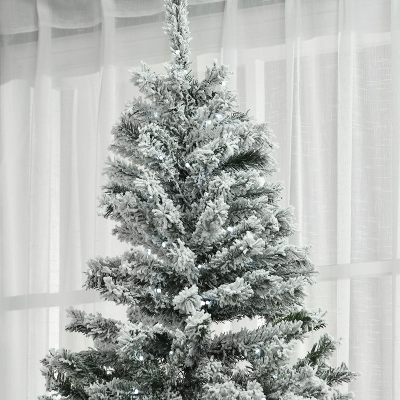 Arbre de Noël artificiel enneigé 7,5 pi avec lumières DEL blanc froid HOMcom