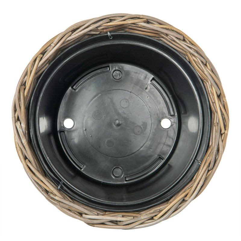 Panier à fleurs conique en rotin pour l'intérieur et l'extérieur avec pot en plastique, petit, H 10,5 po x l 16 po x P 16 po