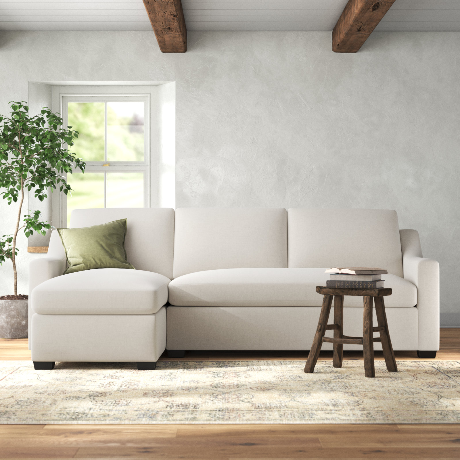 Cranbrook Upholstered Chaise L-Sectional, Nomad Snow Crypton® Chenille, Left Hand Facing