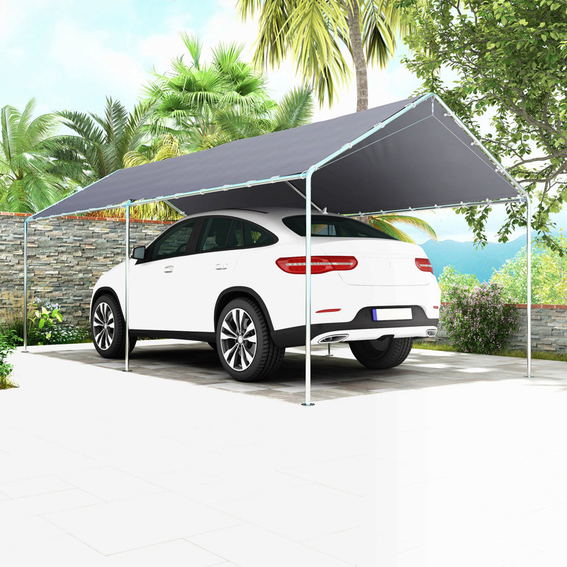 Abri pour voiture robuste Outsunny Carport avec ensemble d'ancrage inclus, 3 câbles en acier renforcé