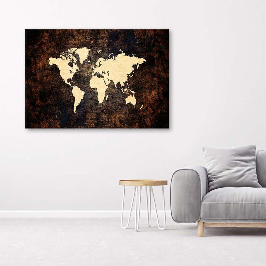 Leinwandbild Brown World Map