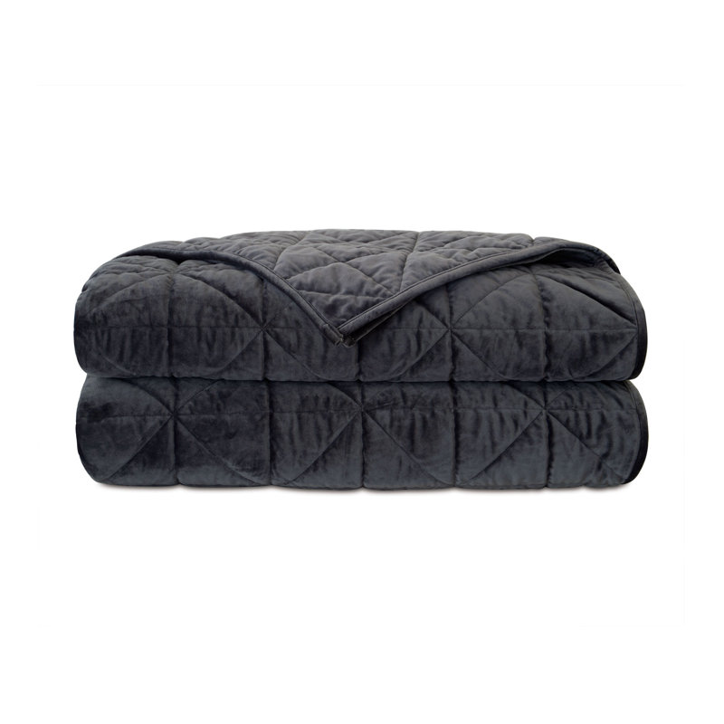 Nova Velvet Coverlet, Cal. King Coverlet, Slate