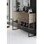 Commode industrielle moderne avec pieds en métal, finition noire et noyer, 47,2 po x 31,5 po x 11,8 po | 100% panneau de particules enduit de mélamine, épaisseur: 0,7 pouce | Solution de rangement élégante pour les chambres à coucher contemporaines et les espaces de vie-1436849572