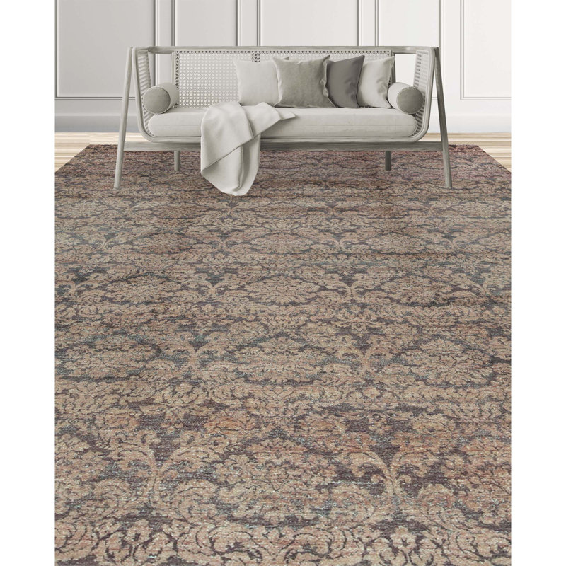 Hand Woven Wool Damask Area Rug