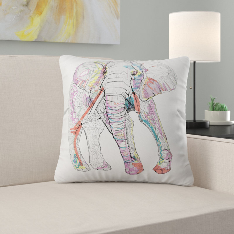 Casey Rogers Elephant Outdoor Throw Pillow, 18" x 18"