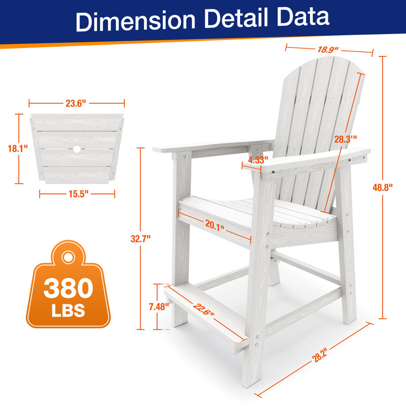 Chaise Adirondack avec table Borghild Hips, Blanc
