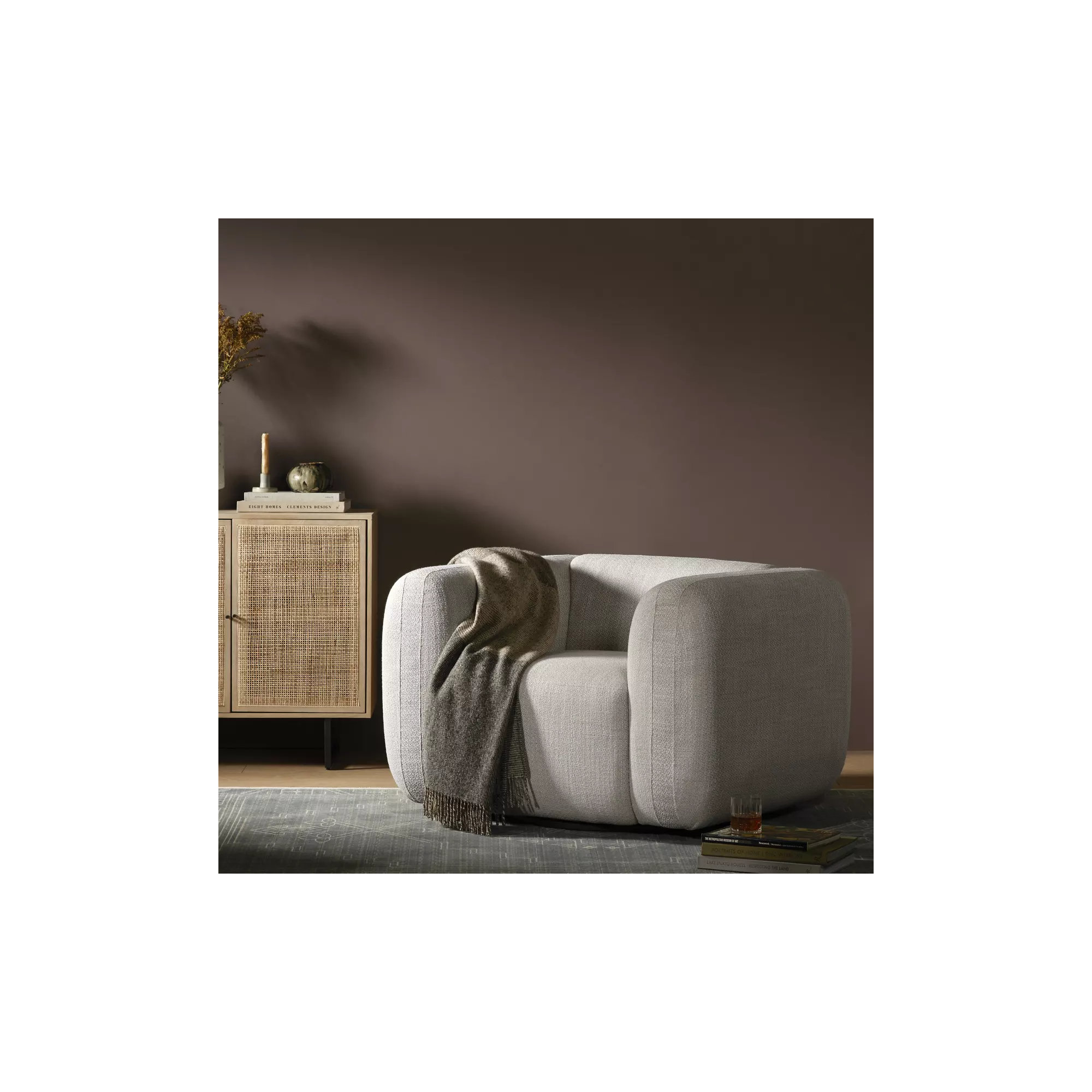 Lainey Upholstered Swivel Armchair, Gibson Wheat