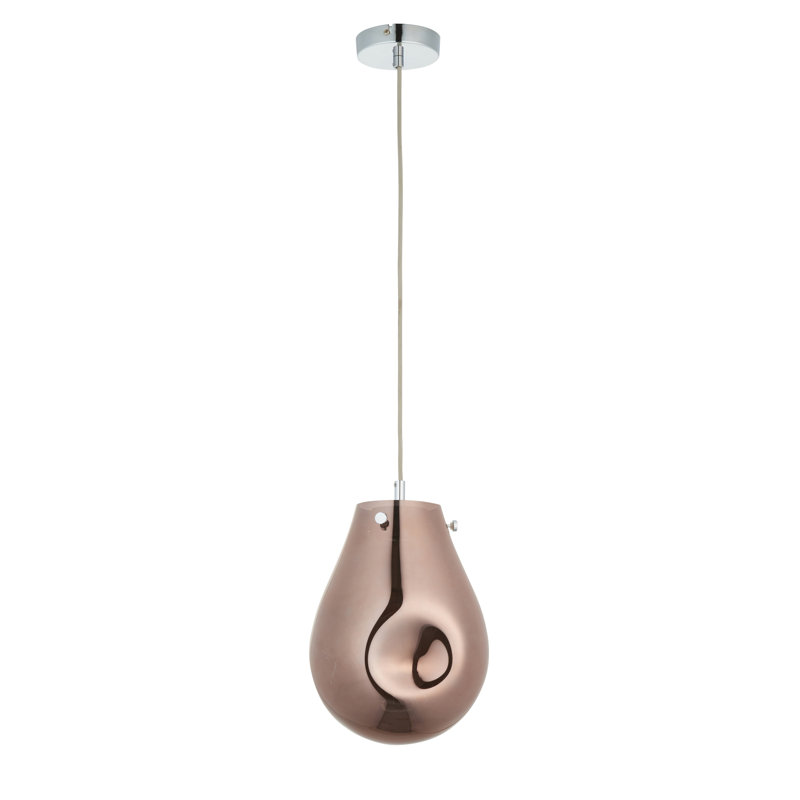 Raritan 1 - Light Chrome Teardrop Pendant, Copper Metallic