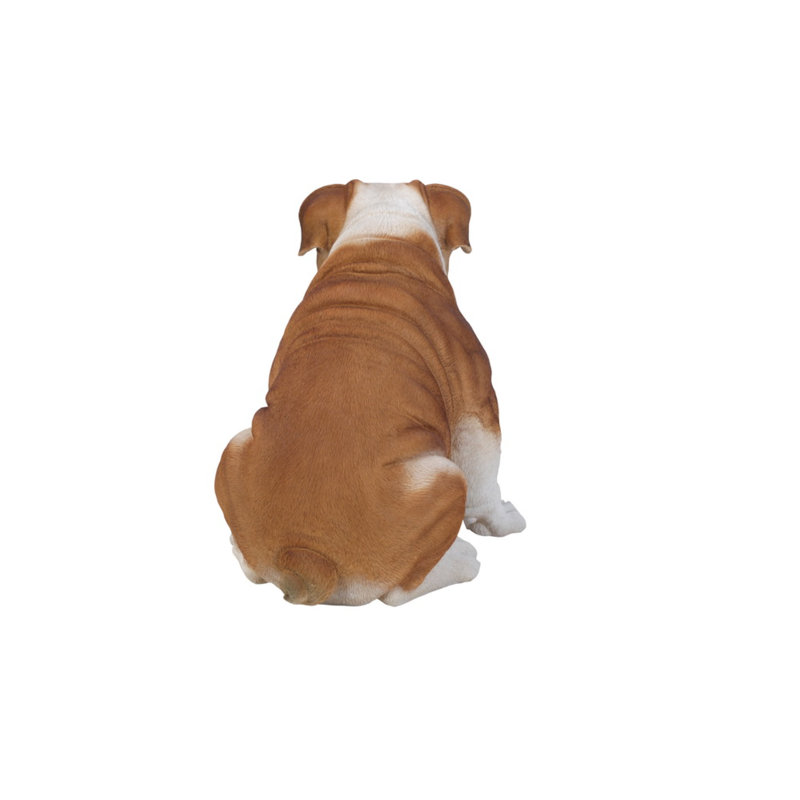 Large Brown and White Poly-Resin Bulldog Garden Statue
