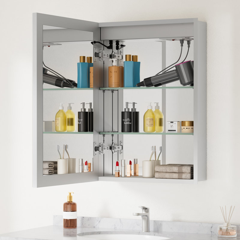 Alita 24 In.w X 30 In.h Rectangular Aluminum Medicine Cabinet With Mirror,wall/recessed,soft-close Dtc Hinges