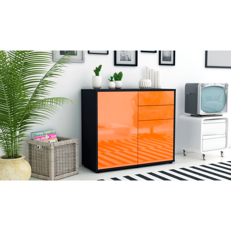 Princeton 92cm Sideboard, Anthracite/High-gloss orange