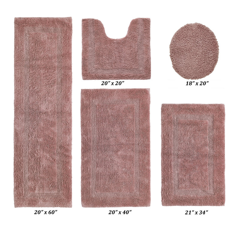 Ensemble de tapis pour salle de bain 5 pièces Lux Premium 2370 GSM, 5 pièces (18 po x 20 po | 20 po x 20 po | 21 po x, Rose