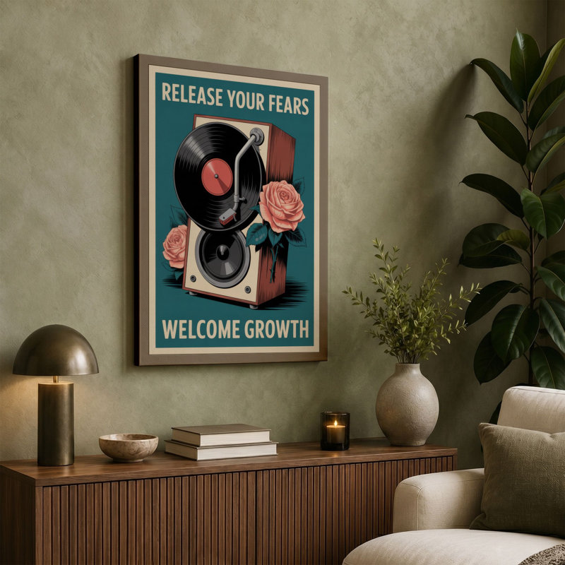 Release and Grow Retro - Wrapped Canvas, 24x16 - 61.0 x 40.6 cm, Cream Border