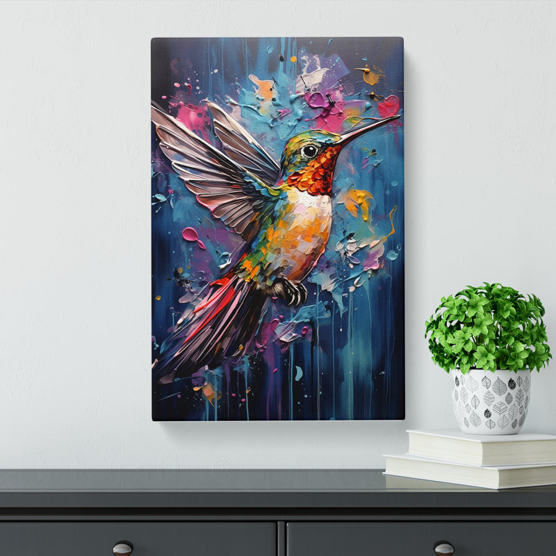 Hummingbird Expressionism No.2 - Wrapped Canvas, 76cm H x 50cm W x 3cm D