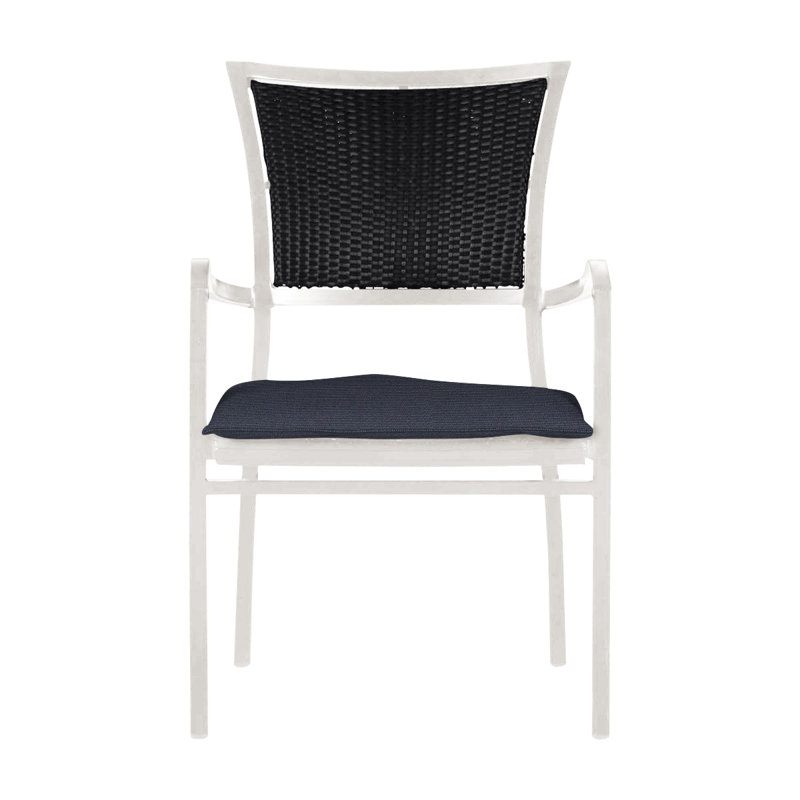 Chaise avec accoudoirs Aire - Craie / Noir, Welt, Lin marine, Craie / noir