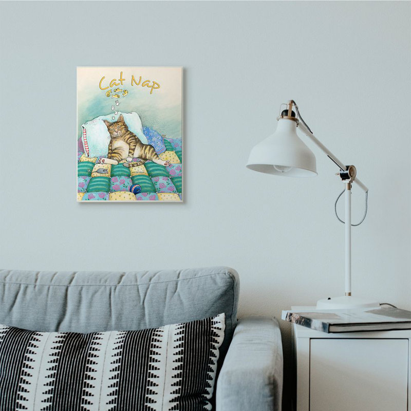 «Cat Nap» par Gary Patterson - reproduction d'art graphique, H 19 po x l 13 po, Plaque en bois