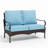 53'' Wide Metal Outdoor Loveseat with Cushions & Wicker Decor-103555027