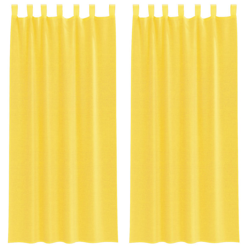 Semi Sheer Curtain Pair, 140cm Width x 225cm Drop, Yellow