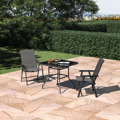 Daud 2 - Person Patio Dining Set Umbrella Hole Included Square Table