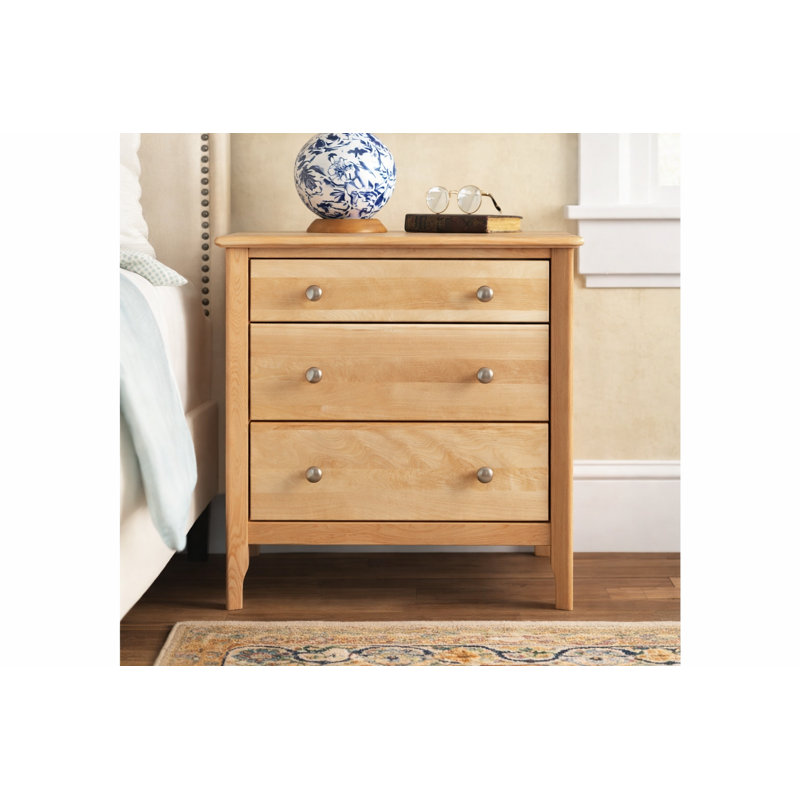 Fitz 25.25'' W Solid Wood Nightstand, Natural