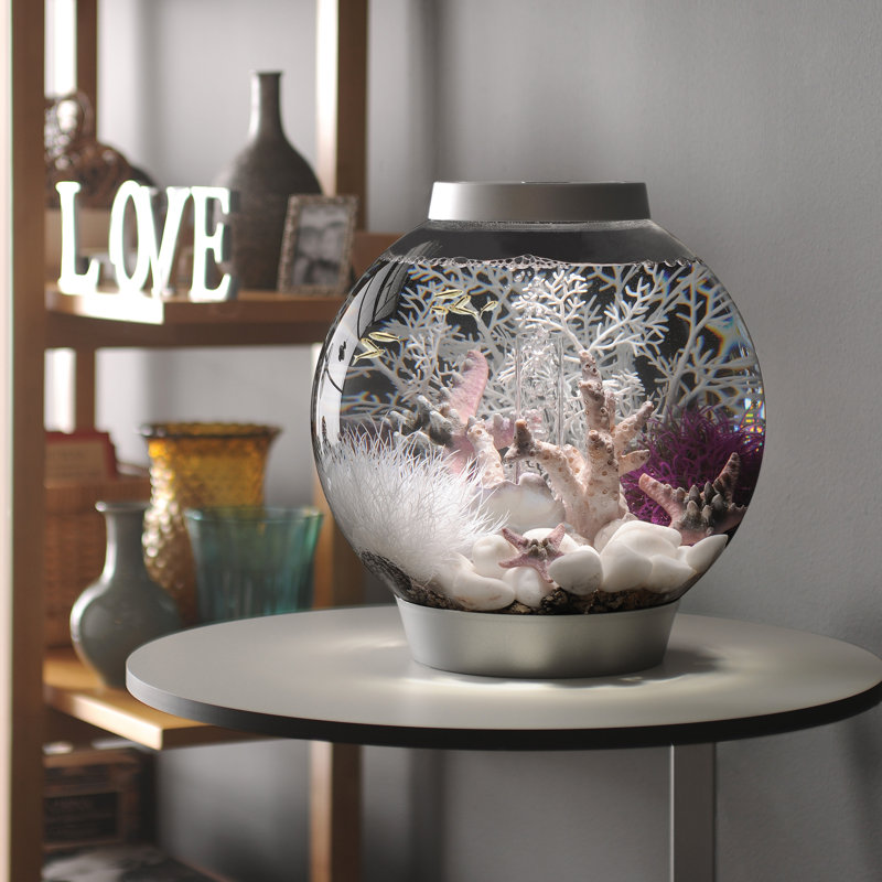 Silver 4-Gallon Acrylic Desktop Aquarium with LED Light