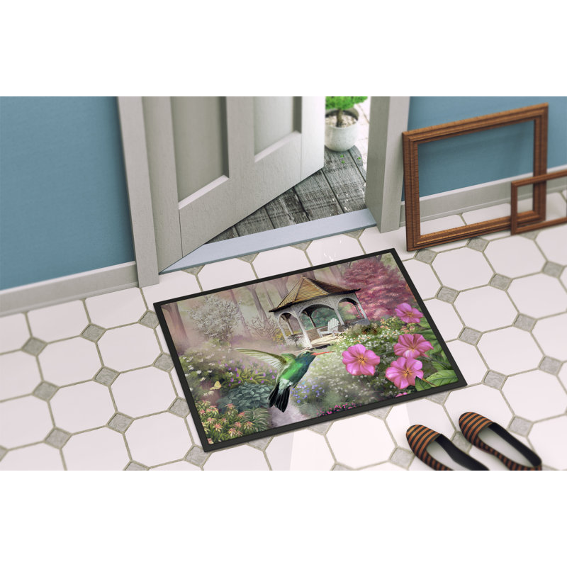 Paillasson d’extérieur antidérapant avec pavillon de jardin Ukiah Garden, Rectangle 2 pi x 3 pi