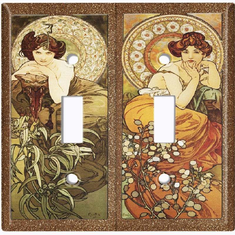Magnifique plaque murale berçante à 4 bandes Art Nouveau Angels