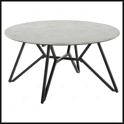 Cement And Gunmetal Round Top Coffee Table