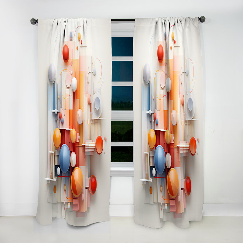 Lanza - Abstract Geometric Room Darkening Curtain - 1 Panels, 52" W x 63" L