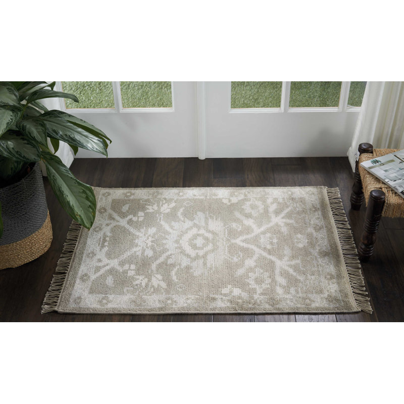 Tapis oriental gris en laine noué à la main Colman, Rectangle 2 pi 3 po x 3 pi