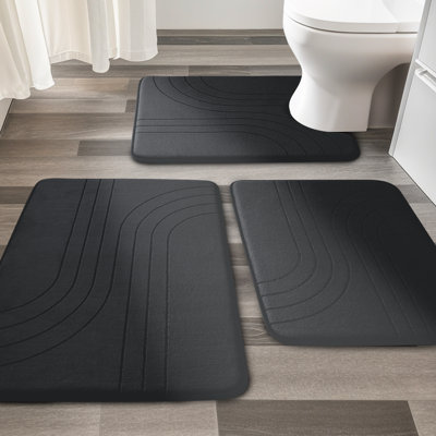 3 Piece Plush Memory Foam Bath Rug Set with Non-Slip Backing and High Absorbency