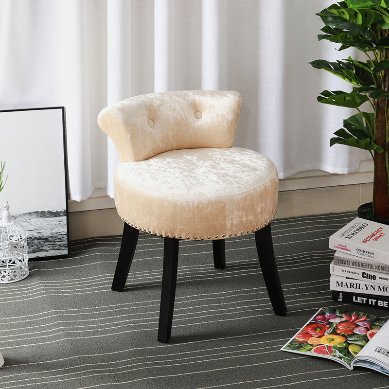 Thjodulf Solid Wood Accent Stool, Champagne