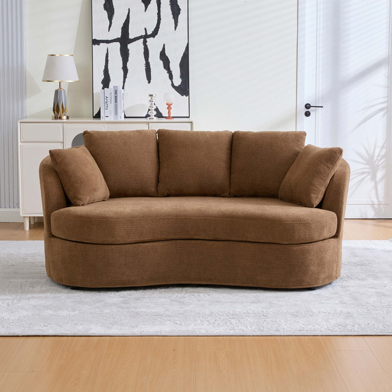 73.82" Wide Curved Sofa, Modern Luxury Plush Chenille Extra-Deep Seat, 4 Removable Cushions, Suitable For Small Spaces, Living Rooms, Bedrooms