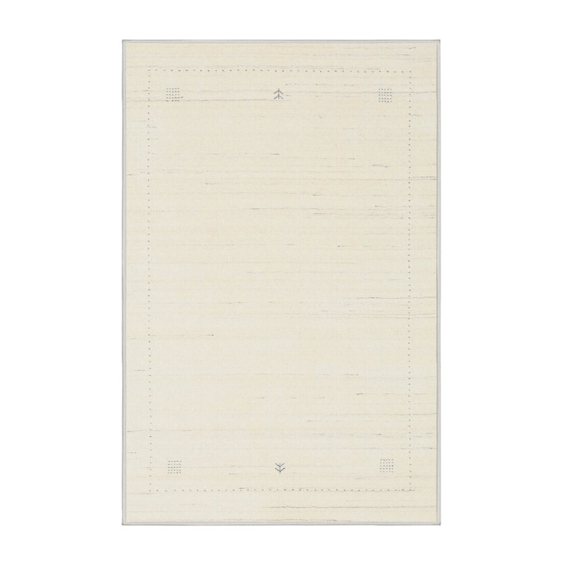 Tapis de zone crème contemporaine, Rectangle 2 pi x 3 pi