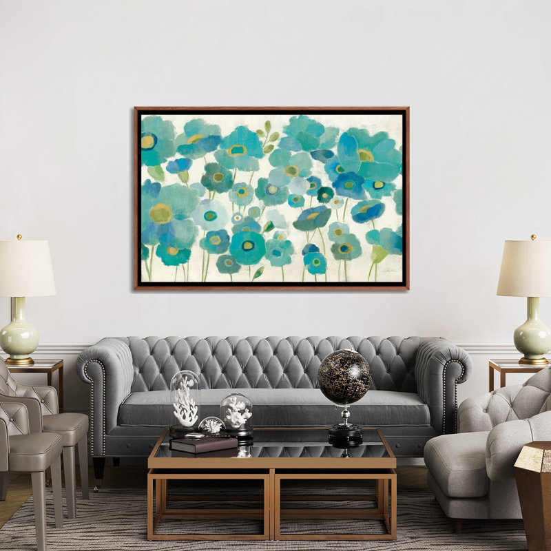 Floral Lace I par Silvia Vassileva - reproduction d'art, Toile avec cadre en bois beige, Blanc, H 24 po x l 32 po x P 1 po