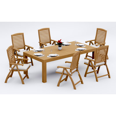 9 Pcs Grade-A Teak Wood Dining Set: 94" Double Extension Oval Table  Angarano Stacking Arm Chairs #11CH2208