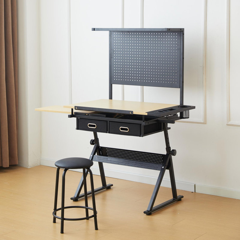 drafting table with  Metal perforated board pannel