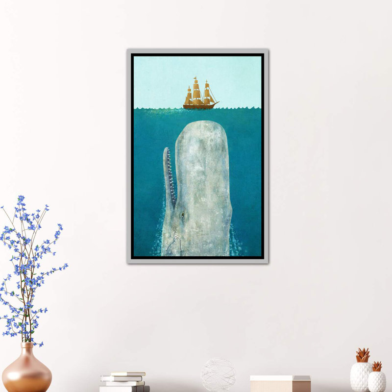 " The Whale " by Terry Fan, 60" H x 40" W x 1.5" D, Silver Framed Canvas