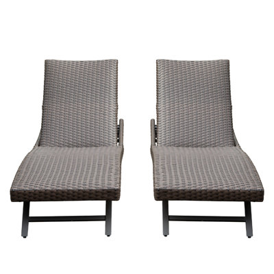 Chaise longue d'extérieur en osier 2 pièces