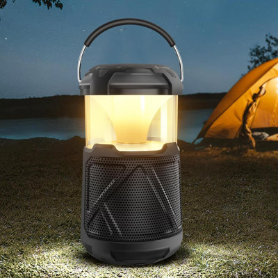 Haut-parleurs portatifs Bluetooth d'extérieur avec lanterne: haut-parleur sans fil imperméable IPX6 avec lumières DEL pour la cour de camping, randonnée pédestre, cadeau pour les pères