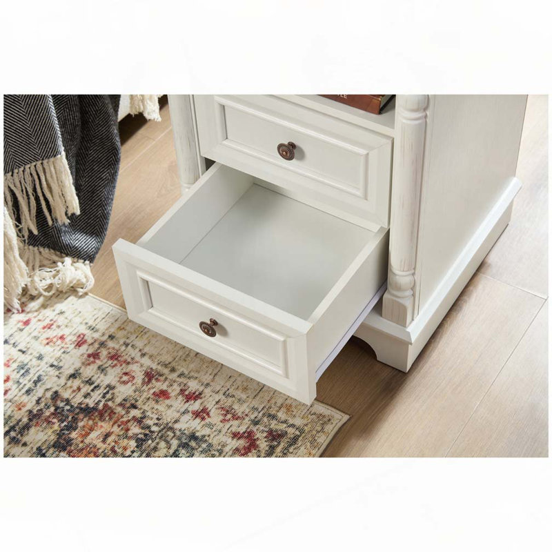 2 Drawer Sofa Side Table, White