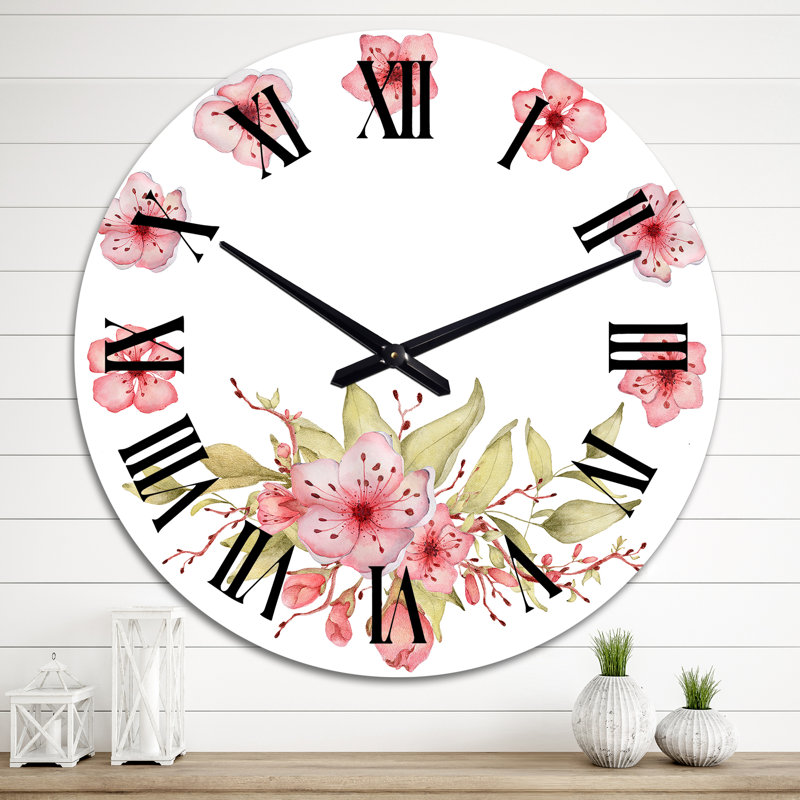 Sakura Blossom Petal Wreath - Horloge murale traditionnelle, Grand