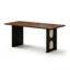 Table de salle à manger rectangulaire en bois massif brun, beige et noir et pierre frittée-1609527817
